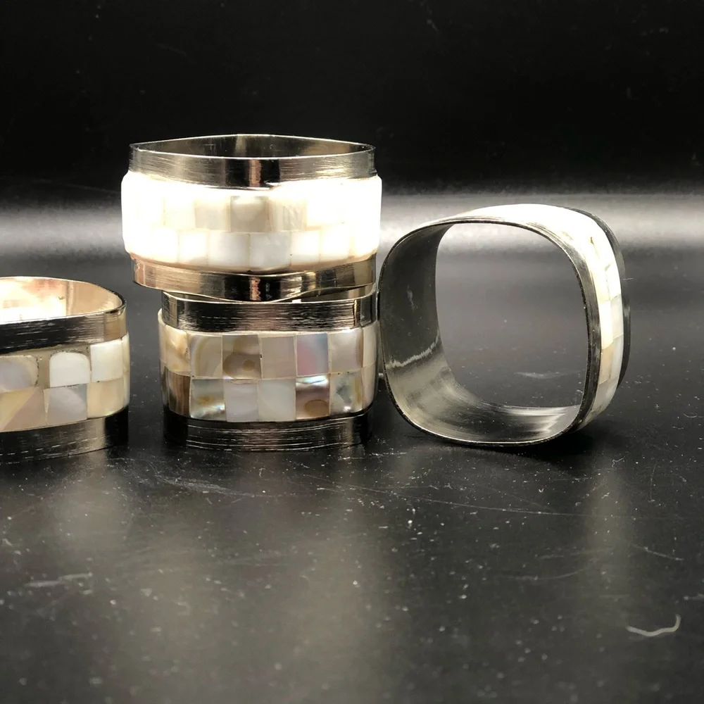 Pier 1 Imports Mother of Pearl Napkin Rings Set of four